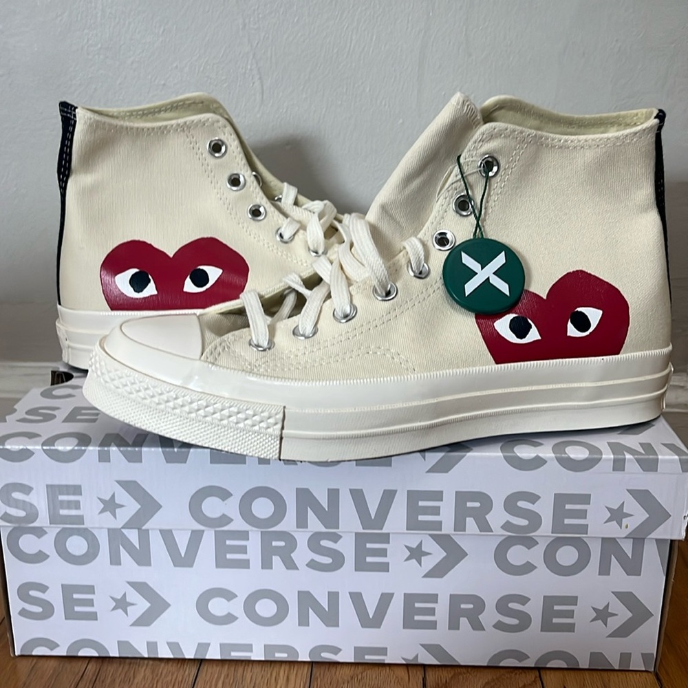 NWOT Converse Comme des Garçons PLAY White Sneakers - Men’s 8